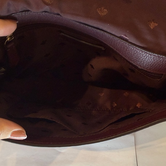 Kate Spade New York Burgundy Pebbled Leather Shoulder Bag Flap Purse - Picture 7 of 9